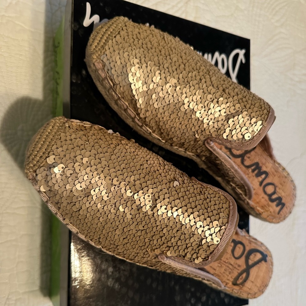 Sam Edelman Gold Sequin Mules